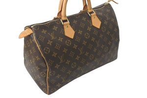 LOUIS VUITTON ルイヴィトン モノグラム スピーディ35 ハンドバッグ M41524 ブラウン 旧型 ロゴ 美品 中古 4c073043