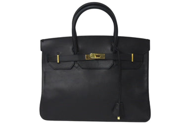 HENRY HIGH CLASS ヘンリーハイクラス バーキン型 ハンドバッグ レザー ブラック ゴールド金具 美品 中古 4c073044