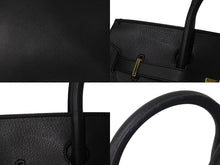 Load image into Gallery viewer, HENRY HIGH CLASS ヘンリーハイクラス バーキン型 ハンドバッグ レザー ブラック ゴールド金具 美品 中古 4c073044