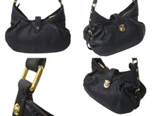 画像をギャラリービューアに読み込む, LOUIS VUITTON ルイヴィトン マヒナ XS ワンショルダーバッグ M95660 モノグラム パンチングロゴ ブラック カーフレザー 美品 中古 4c073046