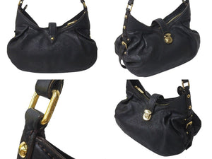 LOUIS VUITTON ルイヴィトン マヒナ XS ワンショルダーバッグ M95660 モノグラム パンチングロゴ ブラック カーフレザー 美品 中古 4c073046