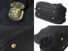 画像をギャラリービューアに読み込む, LOUIS VUITTON ルイヴィトン マヒナ XS ワンショルダーバッグ M95660 モノグラム パンチングロゴ ブラック カーフレザー 美品 中古 4c073046
