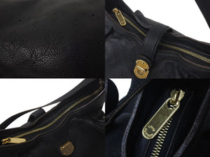LOUIS VUITTON ルイヴィトン マヒナ XS ワンショルダーバッグ M95660 モノグラム パンチングロゴ ブラック カーフレザー 美品 中古 4c073046