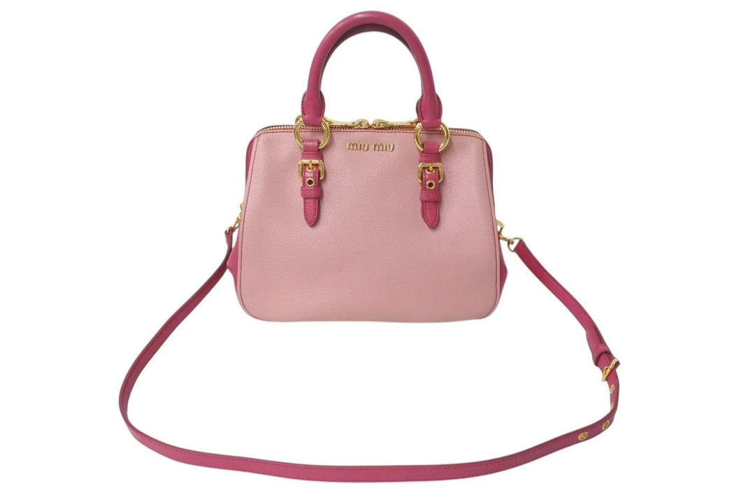 MIUMIU ミュウミュウ マドラス 2wayハンドバッグ ショルダーバッグ RL0058 ピンク バイカラー 美品 中古 4c073053