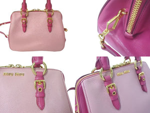 MIUMIU ミュウミュウ マドラス 2wayハンドバッグ ショルダーバッグ RL0058 ピンク バイカラー 美品 中古 4c073053