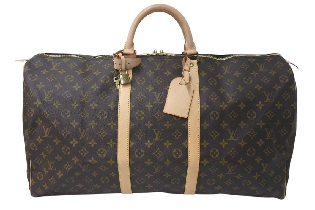 LOUIS VUITTON ルイヴィトン キーポル60 ボストンバッグ M41422 モノグラム ブラウン PVCコーティングキャンバス ヌメ革 美品 中古 4c073055