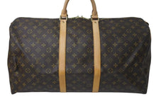 Load image into Gallery viewer, LOUIS VUITTON ルイヴィトン キーポル55 ボストンバッグ M41424 モノグラム PVCコーティングキャンバス ヌメ革 ブラウン 美品 中古 4c073057