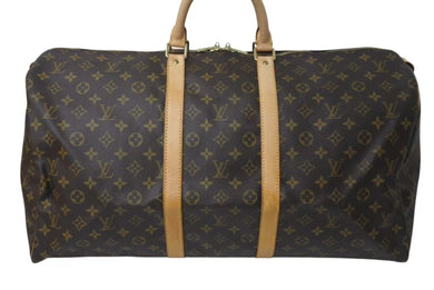 LOUIS VUITTON ルイヴィトン キーポル55 ボストンバッグ M41424 モノグラム PVCコーティングキャンバス ヌメ革 ブラウン 美品 中古 4c073057
