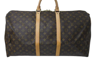 LOUIS VUITTON ルイヴィトン キーポル55 ボストンバッグ M41424 モノグラム PVCコーティングキャンバス ヌメ革 ブラウン 美品 中古 4c073057