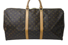 Load image into Gallery viewer, LOUIS VUITTON ルイヴィトン キーポル55 ボストンバッグ M41424 モノグラム PVCコーティングキャンバス ヌメ革 ブラウン 美品 中古 4c073057