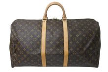 Load image into Gallery viewer, LOUIS VUITTON ルイヴィトン キーポル55 ボストンバッグ M41424 モノグラム PVCコーティングキャンバス ヌメ革 ブラウン 美品 中古 4c073057