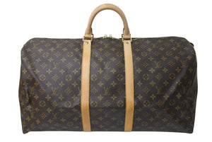 LOUIS VUITTON ルイヴィトン キーポル55 ボストンバッグ M41424 モノグラム PVCコーティングキャンバス ヌメ革 ブラウン 美品 中古 4c073057