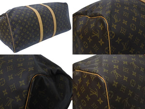 LOUIS VUITTON ルイヴィトン キーポル55 ボストンバッグ M41424 モノグラム PVCコーティングキャンバス ヌメ革 ブラウン 美品 中古 4c073057