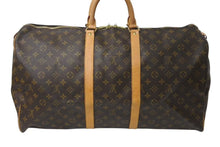 Load image into Gallery viewer, LOUIS VUITTON ルイヴィトン キーポル55 ボストンバッグ M41424 モノグラム PVCコーティングキャンバス ヌメ革 ブラウン 美品 中古 4c073059