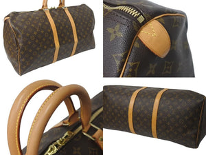 LOUIS VUITTON ルイヴィトン キーポル55 ボストンバッグ M41424 モノグラム PVCコーティングキャンバス ヌメ革 ブラウン 美品 中古 4c073059