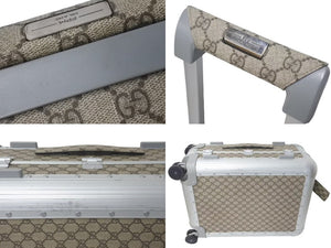 GUCCI グッチ キャビントロリー スーツケース キャリー GGスプリーム キャンバス アルミニウム ベージュ 美品 中古 4c073063