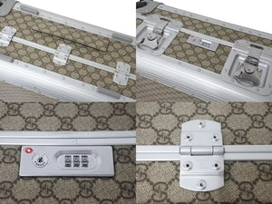 GUCCI グッチ キャビントロリー スーツケース キャリー GGスプリーム キャンバス アルミニウム ベージュ 美品 中古 4c073063