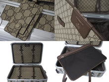 Load image into Gallery viewer, GUCCI グッチ キャビントロリー スーツケース キャリー GGスプリーム キャンバス アルミニウム ベージュ 美品 中古 4c073063