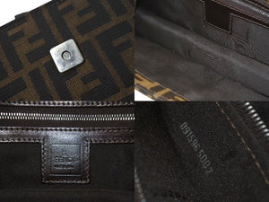 FENDI フェンディ ズッカ ハンドバッグ ショルダーバッグ イタリア製キャンバスレザー ブラウン 美品 中古 4c073068 