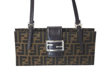 画像をギャラリービューアに読み込む, FENDI フェンディ ズッカ ハンドバッグ ショルダーバッグ イタリア製キャンバスレザー ブラウン 美品 中古 4c073068 