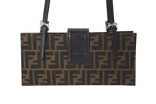 画像をギャラリービューアに読み込む, FENDI フェンディ ズッカ ハンドバッグ ショルダーバッグ イタリア製キャンバスレザー ブラウン 美品 中古 4c073068 
