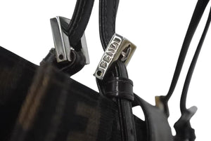 FENDI フェンディ ズッカ ハンドバッグ ショルダーバッグ イタリア製キャンバスレザー ブラウン 美品 中古 4c073068 