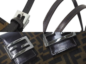 FENDI フェンディ ズッカ ハンドバッグ ショルダーバッグ イタリア製キャンバスレザー ブラウン 美品 中古 4c073068 