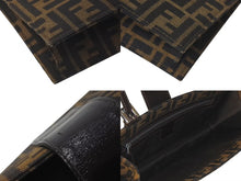 画像をギャラリービューアに読み込む, FENDI フェンディ ズッカ ハンドバッグ ショルダーバッグ イタリア製キャンバスレザー ブラウン 美品 中古 4c073068 