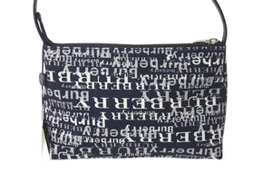 新品未使用品 BURBERRY バーバリー ワンショルダーバッグ 総柄 T-03-1 ブラック ホワイト シルバー金具 中古 4c073069