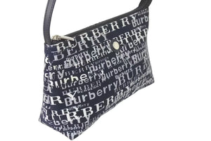 新品未使用品 BURBERRY バーバリー ワンショルダーバッグ 総柄 T-03-1 ブラック ホワイト シルバー金具 中古 4c073069