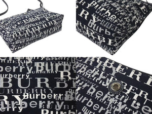 新品未使用品 BURBERRY バーバリー ワンショルダーバッグ 総柄 T-03-1 ブラック ホワイト シルバー金具 中古 4c073069