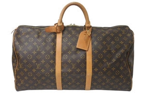 LOUIS VUITTON ルイヴィトン キーポル55 ボストンバッグ M41424 モノグラム PVCコーティングキャンバス ヌメ革 ブラウン 美品 中古 4c073071
