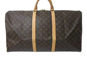 LOUIS VUITTON ルイヴィトン キーポル60 ボストンバッグ M41422 モノグラム ブラウン PVC ヌメ革 レザー 美品 中古 4c073073