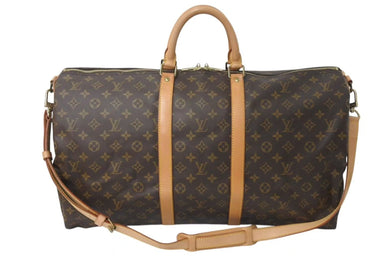 LOUIS VUITTON ルイヴィトン キーポル55 ボストンバッグ M41414 モノグラム PVCコーティングキャンバス ヌメ革 ブラウン 美品 中古 4c073075