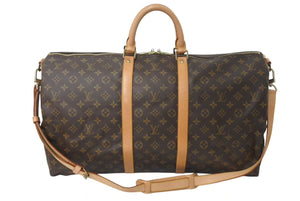 LOUIS VUITTON ルイヴィトン キーポル55 ボストンバッグ M41414 モノグラム PVCコーティングキャンバス ヌメ革 ブラウン 美品 中古 4c073075