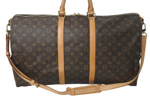 LOUIS VUITTON ルイヴィトン キーポル55 ボストンバッグ M41414 モノグラム PVCコーティングキャンバス ヌメ革 ブラウン 美品 中古 4c073075
