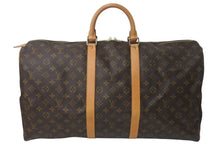 Load image into Gallery viewer, LOUIS VUITTON ルイヴィトン キーポル55 ボストンバッグ M41424 モノグラム PVCコーティングキャンバス ヌメ革 ブラウン 美品 中古 4c073076