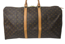 Load image into Gallery viewer, LOUIS VUITTON ルイヴィトン キーポル55 ボストンバッグ M41424 モノグラム PVCコーティングキャンバス ヌメ革 ブラウン 美品 中古 4c073076