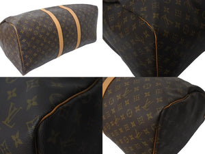 LOUIS VUITTON ルイヴィトン キーポル55 ボストンバッグ M41424 モノグラム PVCコーティングキャンバス ヌメ革 ブラウン 美品 中古 4c073076