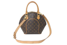 画像をギャラリービューアに読み込む, LOUIS VUITTON ルイヴィトン エリプスPM ハンドバッグ モノグラム M51127 PVC ヌメ革 ブラウン ゴールド金具 美品 中古 4c073077