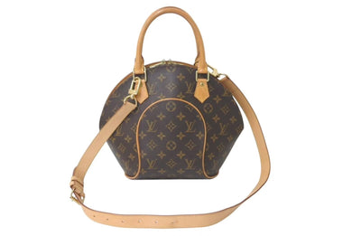 LOUIS VUITTON ルイヴィトン エリプスPM ハンドバッグ モノグラム M51127 PVC ヌメ革 ブラウン ゴールド金具 美品 中古 4c073077