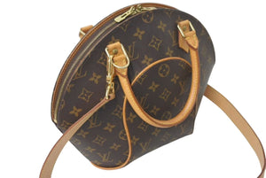 LOUIS VUITTON ルイヴィトン エリプスPM ハンドバッグ モノグラム M51127 PVC ヌメ革 ブラウン ゴールド金具 美品 中古 4c073077