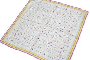 極美品 LOUIS VUITTON ルイヴィトン × 村上隆 カレ マルチカラー スカーフ モノグラム ロゴ M71913 中古 4c073079
