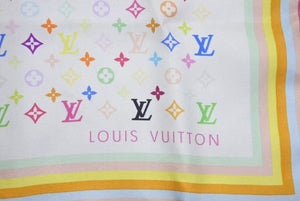 極美品 LOUIS VUITTON ルイヴィトン × 村上隆 カレ マルチカラー スカーフ モノグラム ロゴ M71913 中古 4c073079