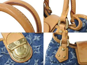 LOUIS VUITTON ルイヴィトン モノグラムデニム ミニプリーティ PM ハンドバッグ M95020 レザー ブルー 良品 中古 4c073088