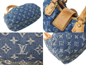 LOUIS VUITTON ルイヴィトン モノグラムデニム ミニプリーティ PM ハンドバッグ M95020 レザー ブルー 良品 中古 4c073088