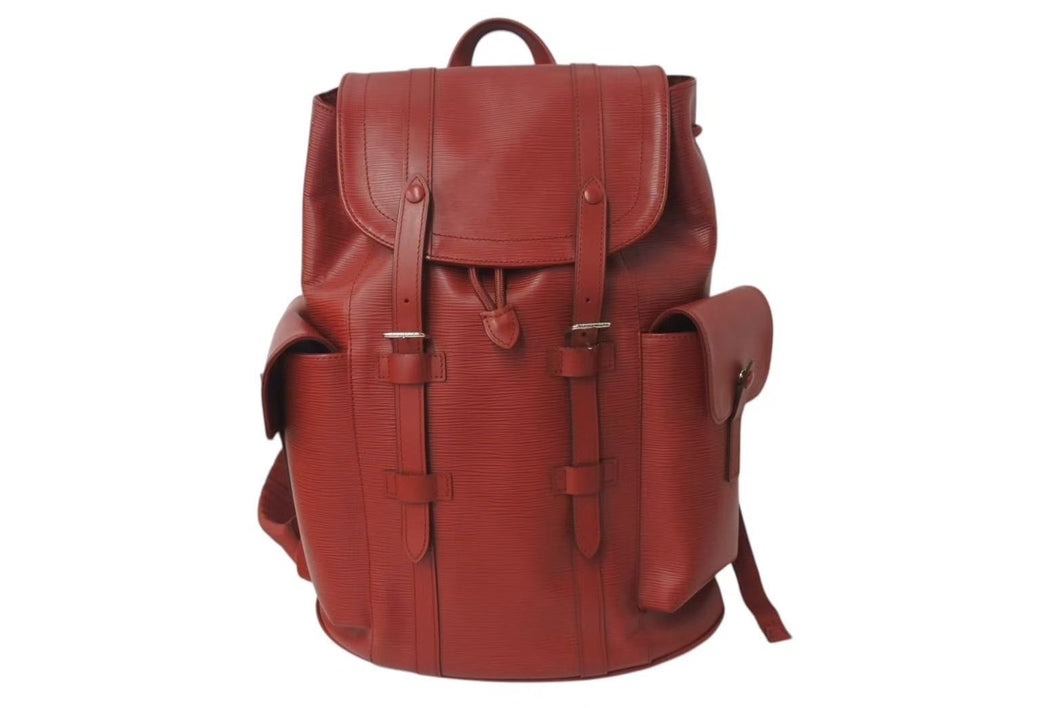 極美品 LOUIS VUITTON ルイヴィトン クリストファー PM リュック バックパック M58828 エピ レザー レッド シルバー金具 中古 4c073089