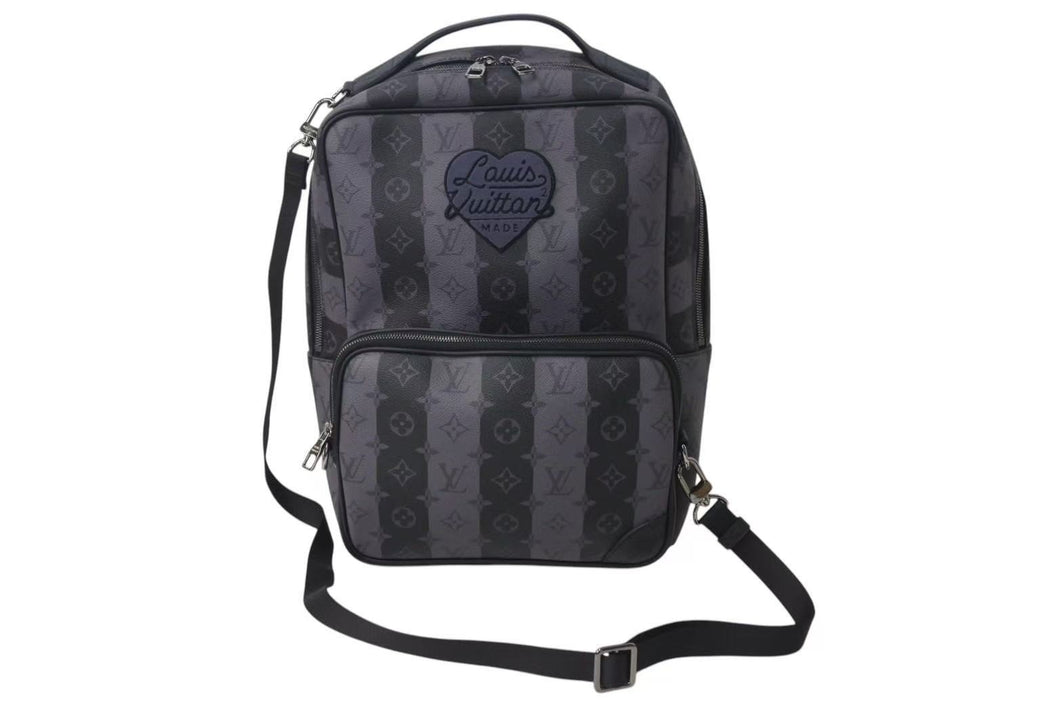 極美品 LOUIS VUITTON × NIGO ルイヴィトン ニゴー モジュラー バックパック モノグラム エクリプス ストライプ M45962 ブラック 中古 4c073091