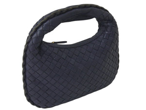 BOTTEGAVENETA ボッテガヴェネタ イントレチャート ホーボー ミニ ハンドバッグ 189227 レザー ゴールド金具 ネイビー 美品 中古 4c073093