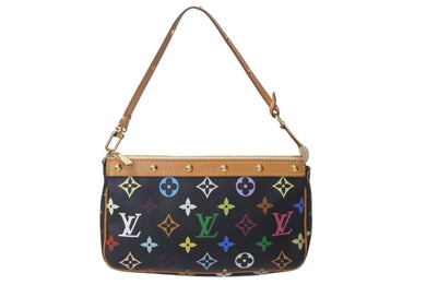 極美品 LOUIS VUITTON ルイヴィトン ポシェットアクセソワール アクセサリーポーチ M92648 モノグラム マルチカラー ブラック 中古 4c073108